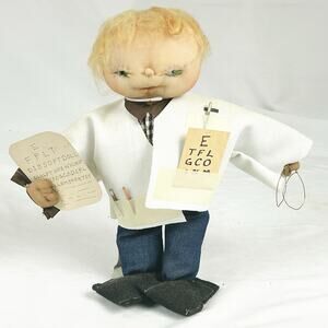 Vtg 1970’s Stuffed Pantyhose Nylon Stocking Eye Doctor Optometrist Doll